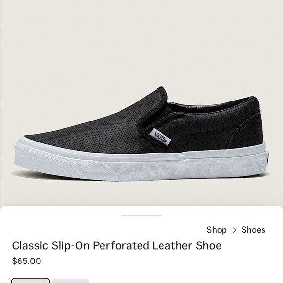 Vans Black Slip-On Perforated Leather Shoe - Picture 1 of 2